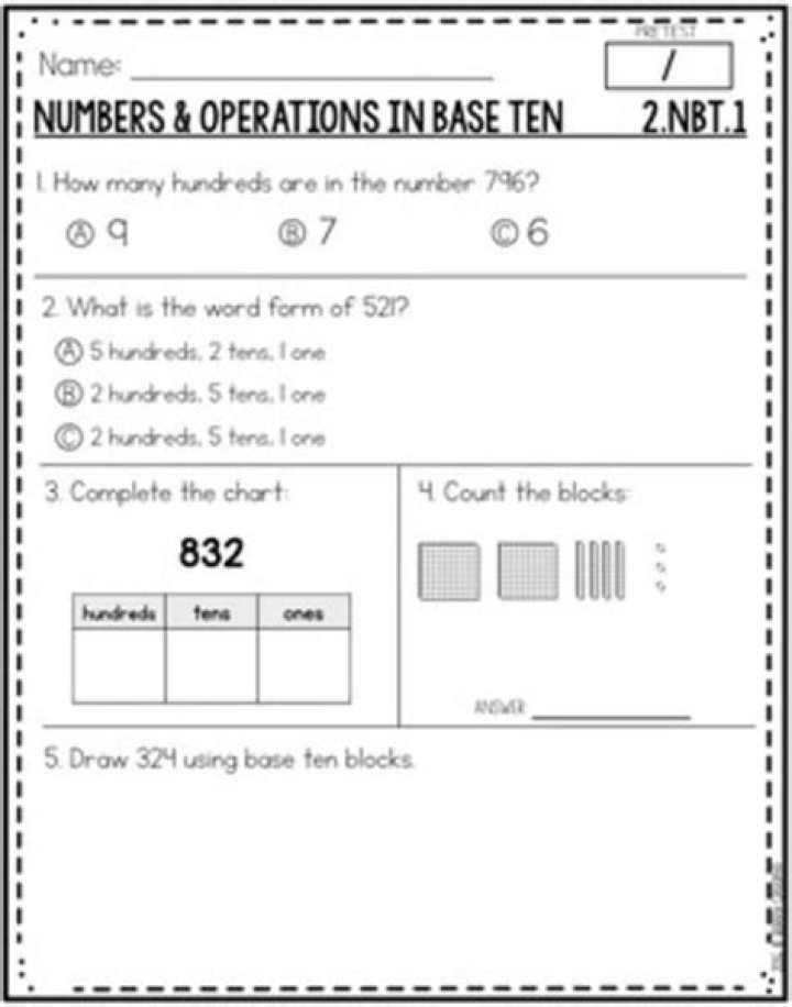2 NBT 1 Worksheets PDF: Download Free Math Practice for Students