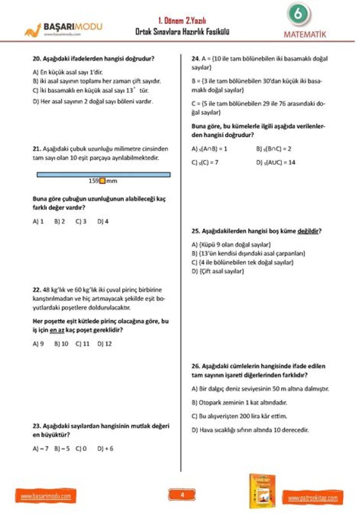 SÃ±ıf Türk Çeşmä Yaprak Test PDF İnceleme