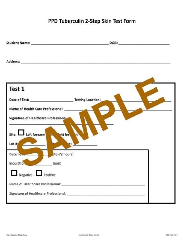2-Step TB Skin Test Form Blank PDF for FIU – Download Now