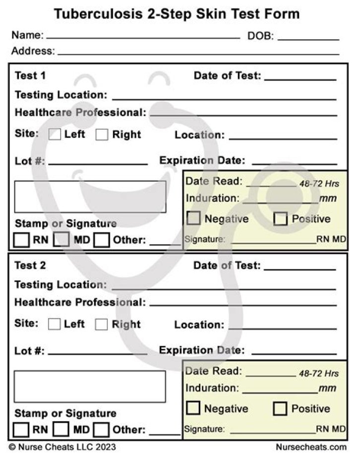 2-Step TB Skin Test Form Blank PDF – Download & Print