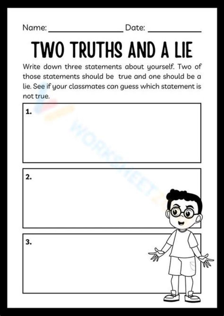 Free 2 Truths and a Lie Worksheet PDF – Print & Use Now
