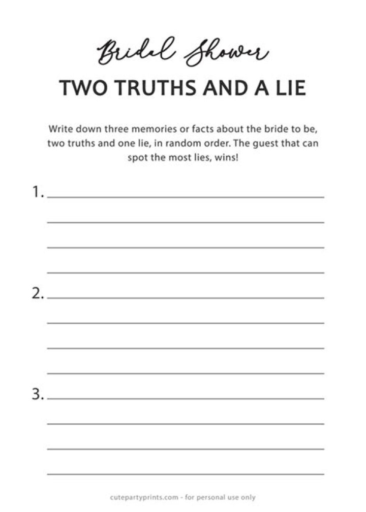 2 Truths and a Lie Worksheet PDF – Printable & Free