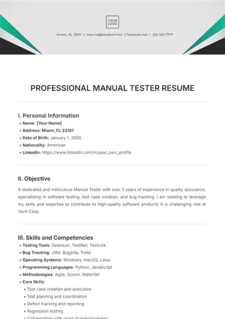 2 Years Manual Testing Resume PDF for Job Seekers