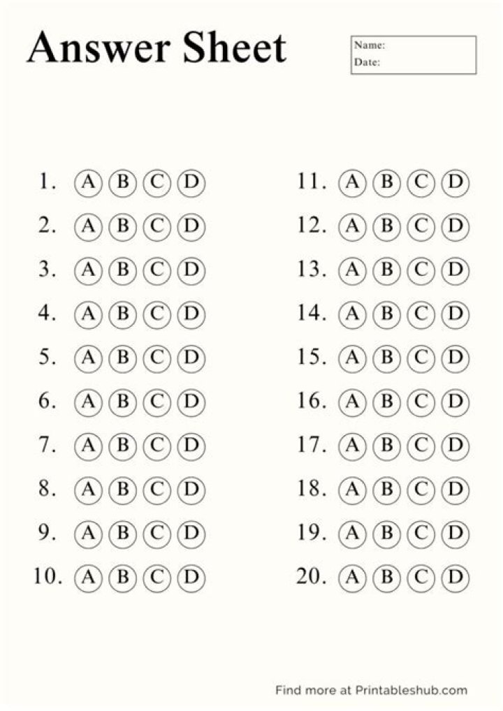 Free 20 Question Answer Sheet PDF for Easy Learning