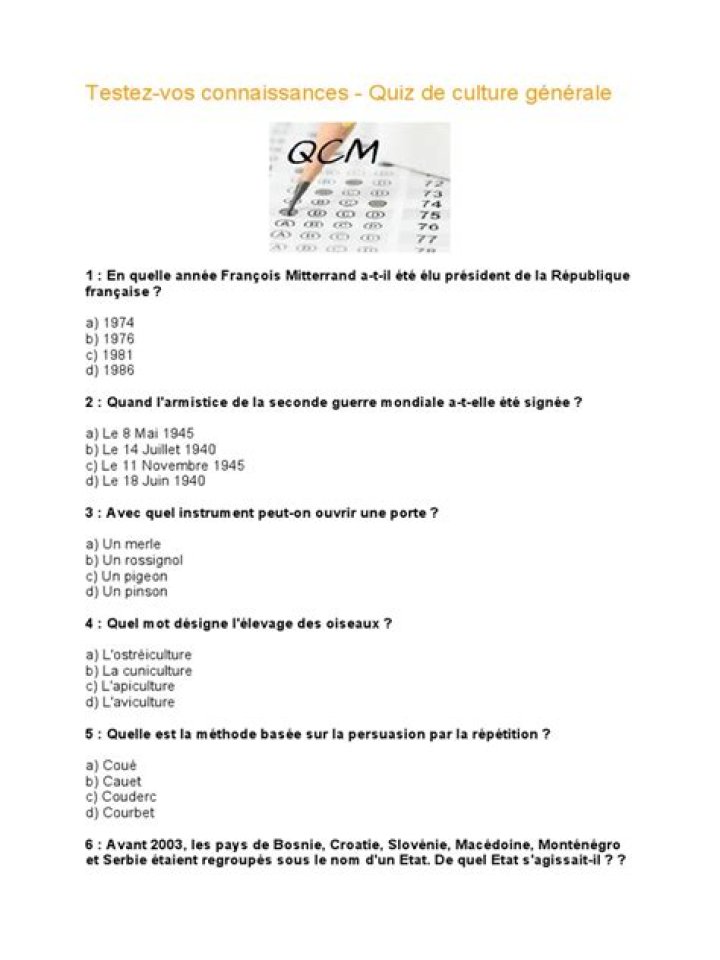 20 Questions de Culture Générale avec Réponse PDF Gratuite