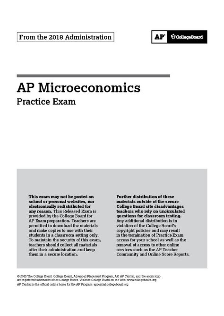 2012 AP Microeconomics Practice Test PDF – Free Download