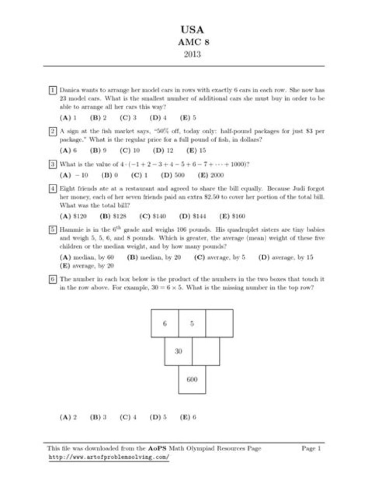 2013 AMC 8 Test PDF – Official Exam Guide & Solutions