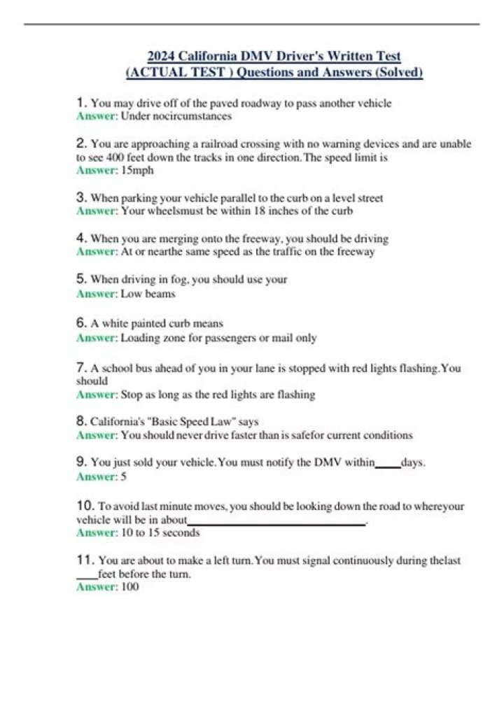2017 California DMV Test Questions & Answers PDF – Study Guide