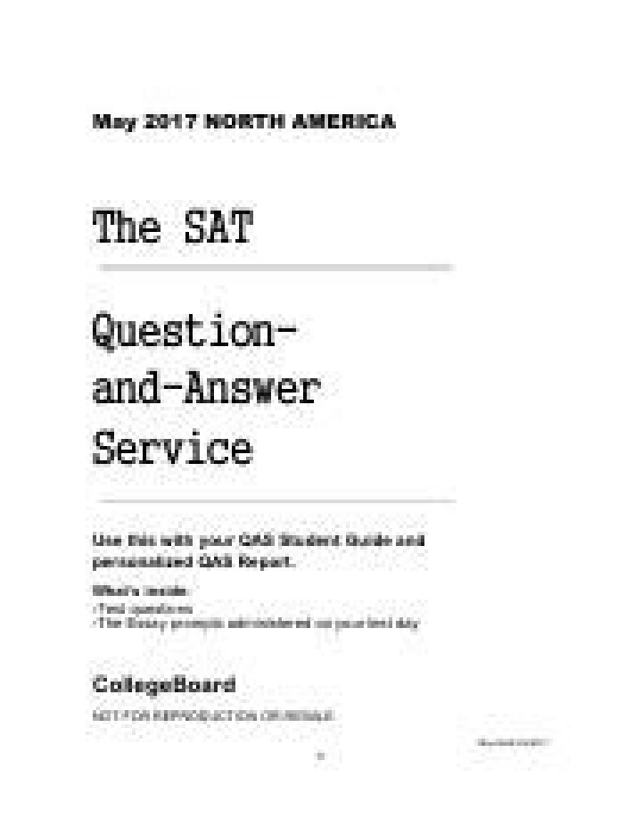 2017 SAT Test PDF: Official Practice Test for College Admissions