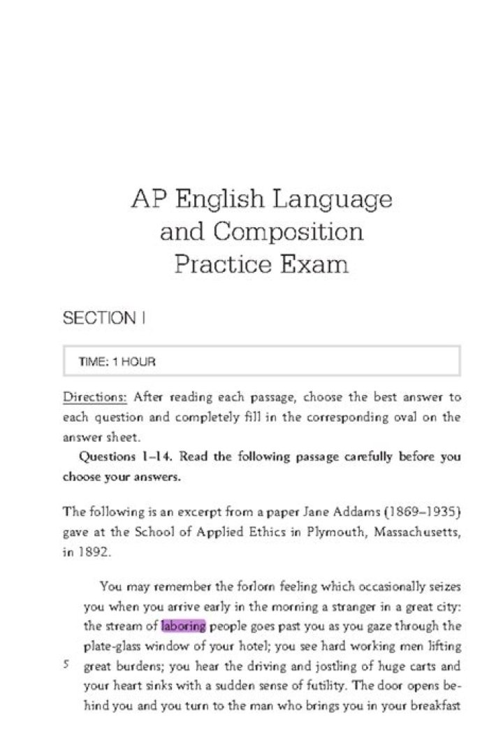 2018 AP Language & Composition Essay Test PDF – Free Practice