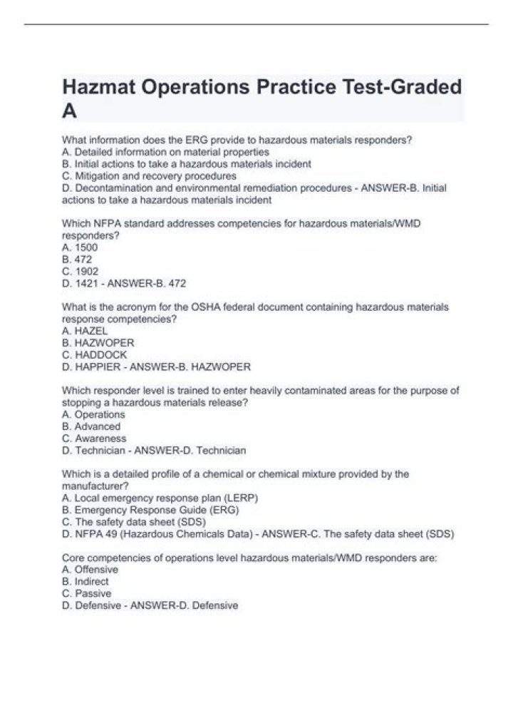 2018 Hazmat Operations Test PDF: Official Exam Guide