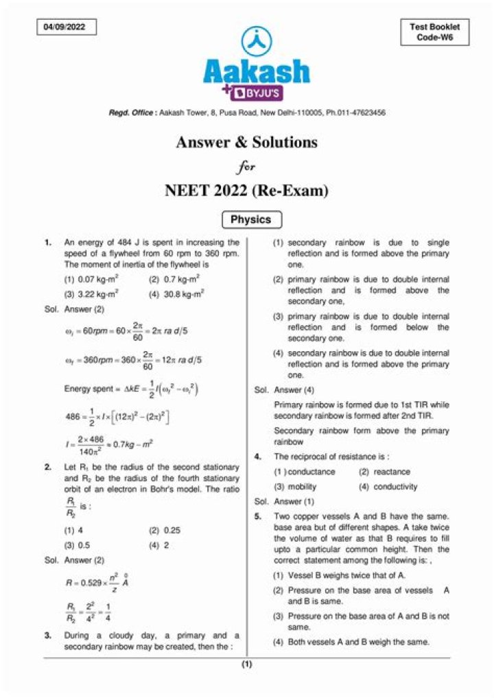 2018 Nest Exam Question Paper PDF – Download Now