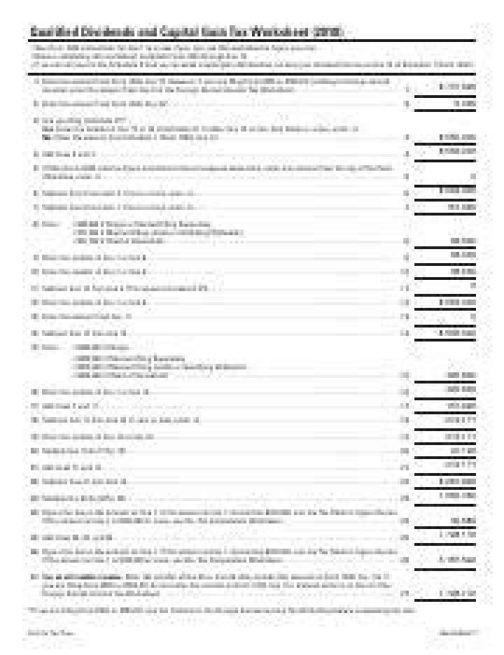 2018 Qualified Dividends & Capital Gains Tax Worksheet PDF Download