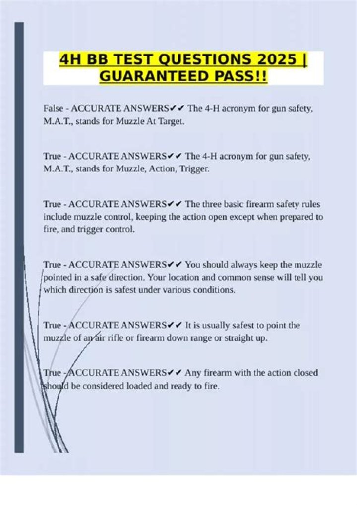 2019 4-H BB Shooting Test Questions PDF – Official Practice Set