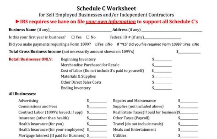 2019 Schedule C Worksheet PDF for Free Download