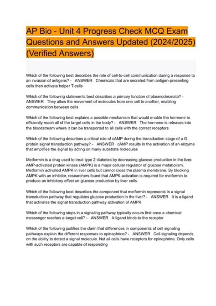 2020 AP Bio Practice Exam 1 MCQs with Answers PDF