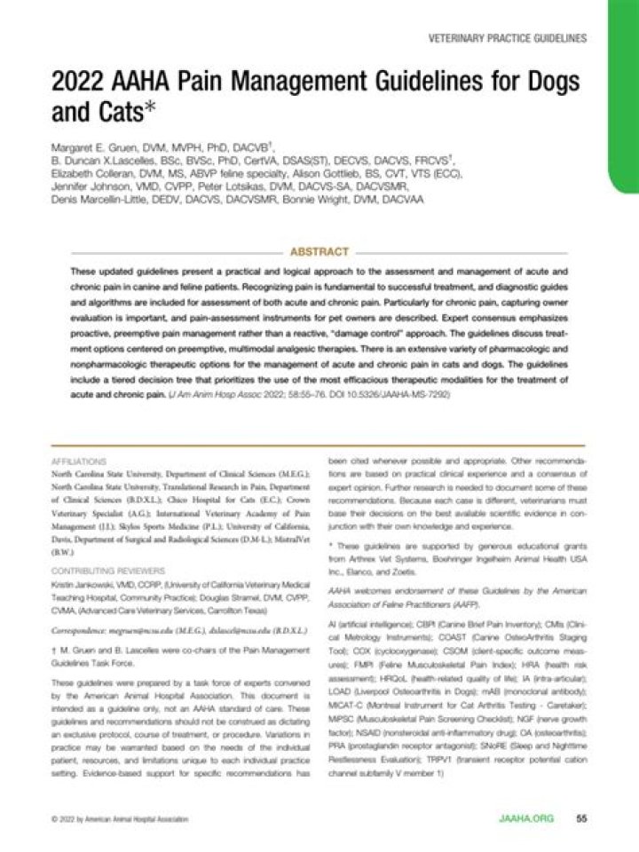2022 AHAA Pain Management Guidelines for Dogs and Cats | Full PDF
