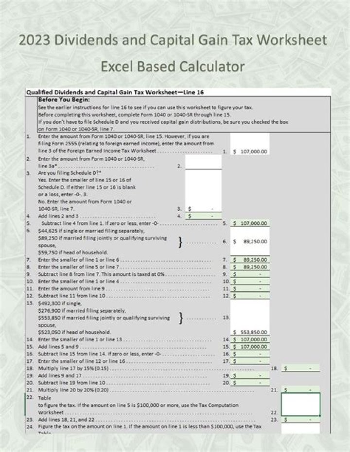 Free 2023 Qualified Dividends and Capital Gains Worksheet PDF