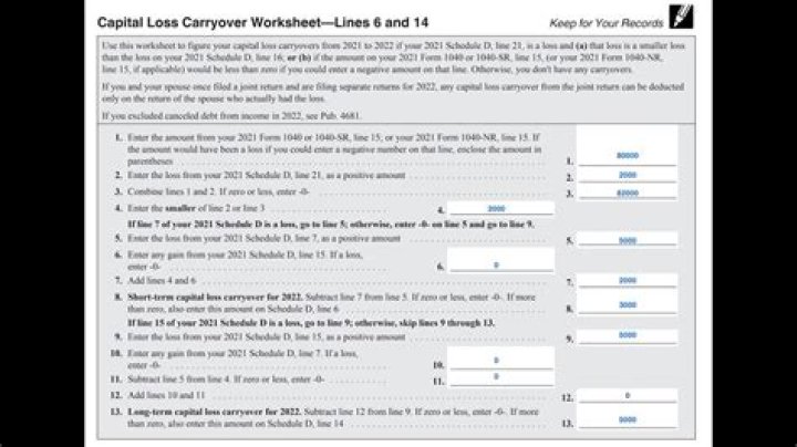 2024 Capital Loss Carryover Worksheet PDF – Free Download