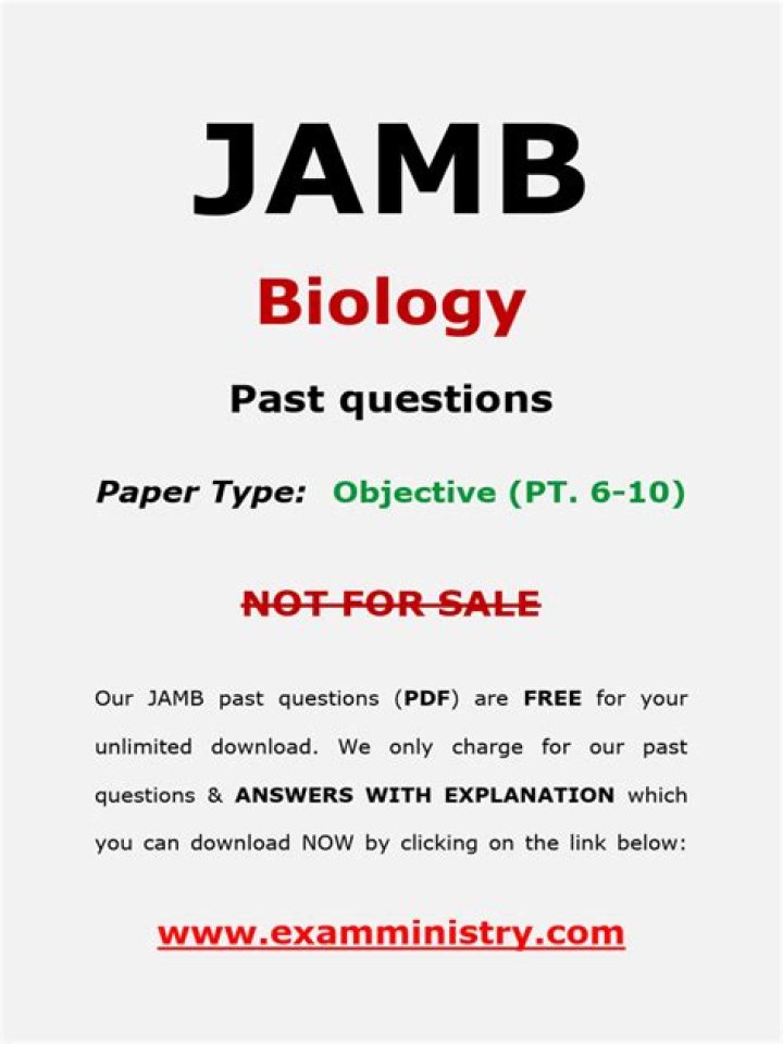 2024 JAMB Biology Past Questions PDF – Free Download
