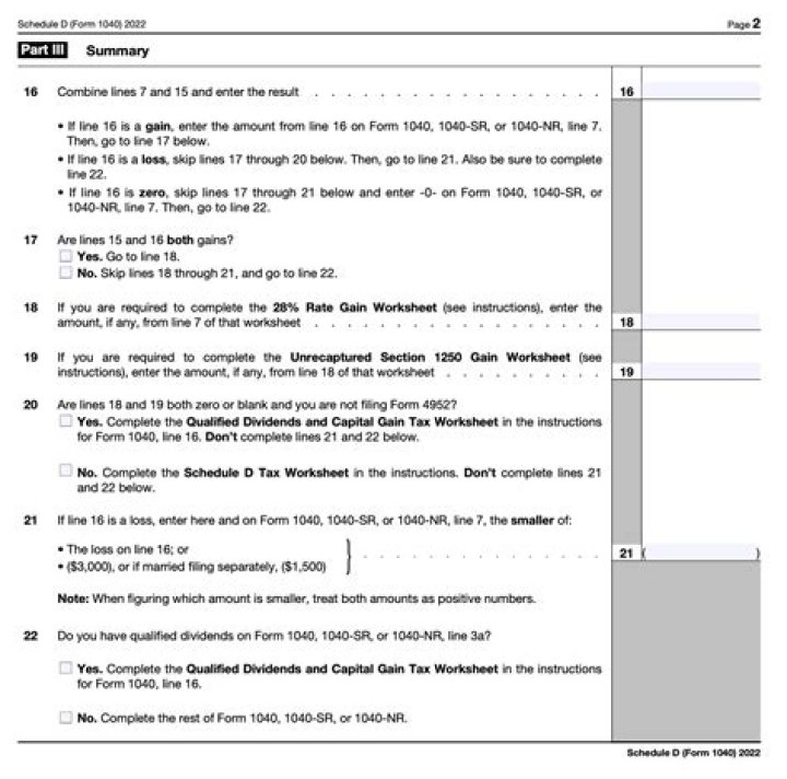 2024 Schedule D Tax Worksheet PDF – Download Now