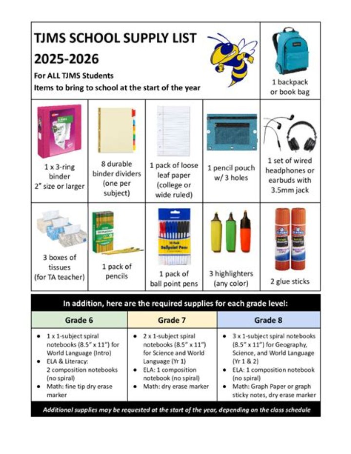 2025-2026 Supply List PDF for Back-to-School & Yearly Planning