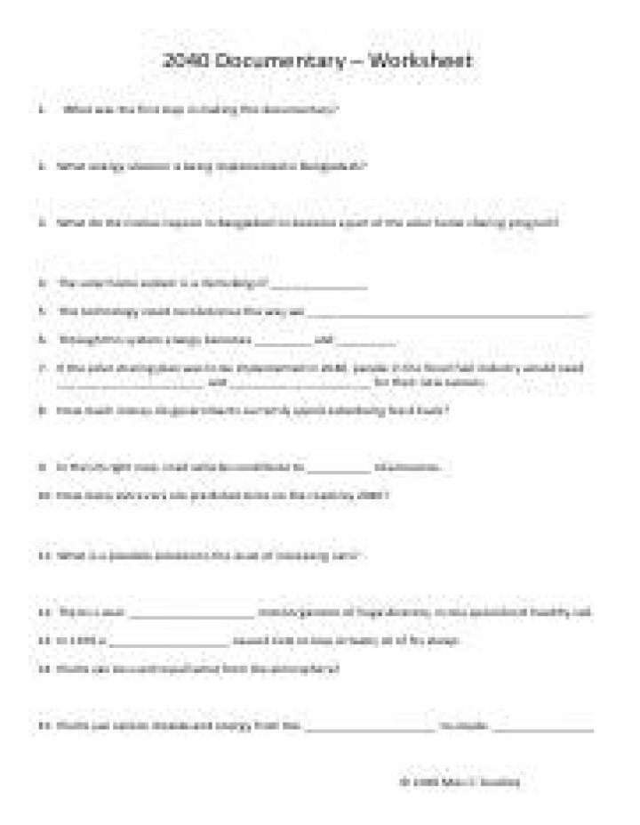 2040 Documentary Worksheet PDF: Key Insights & Analysis