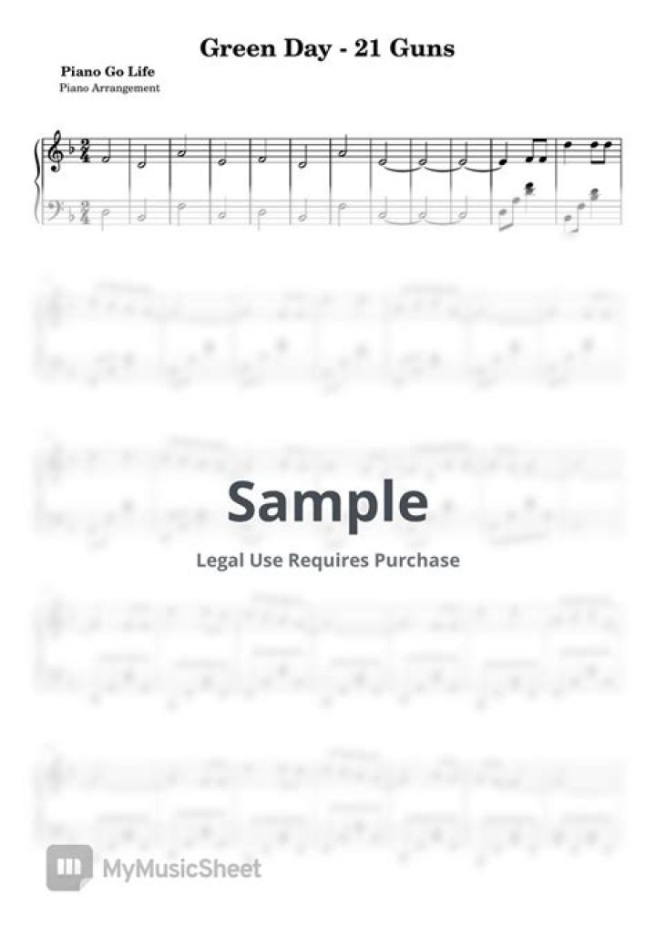 21-Gun Piano Sheet Music PDF – Download Instantly