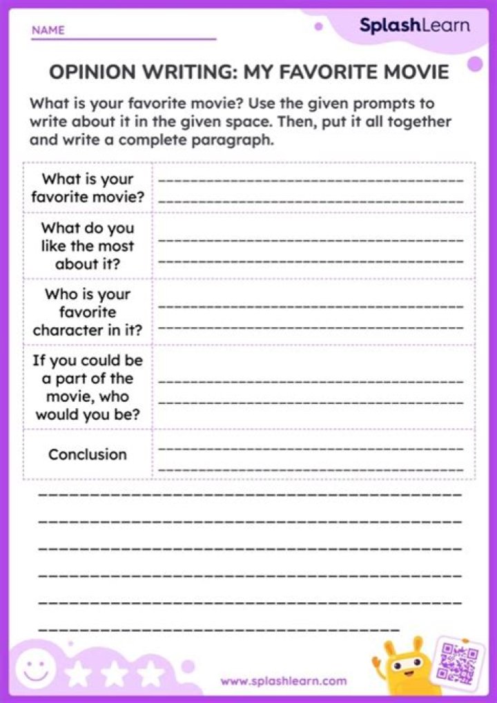 250 Favorite Movie Worksheet PDF for Students & Teachers
