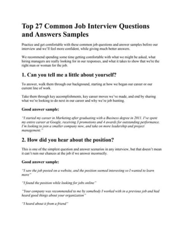 27 Common Job Interview Questions & Expert Sample Answers