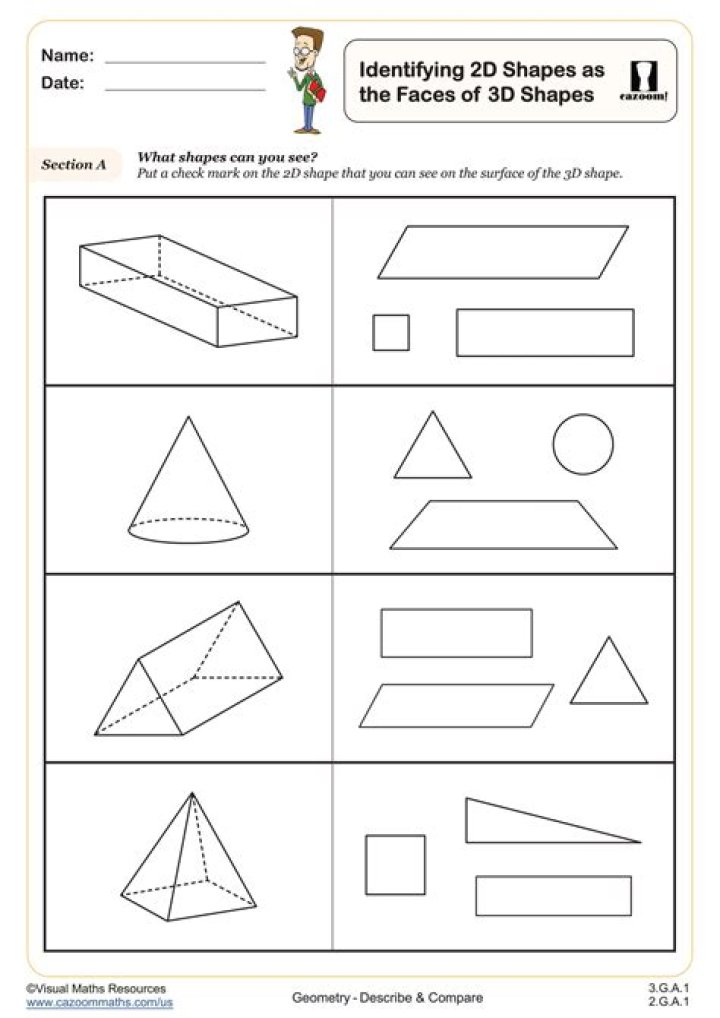 2D and 3D Shapes Worksheets for Grade 2 – Free PDF Printable