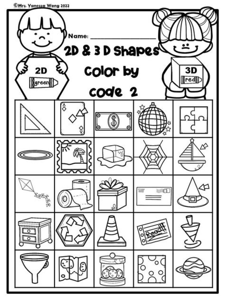 Free 2D and 3D Shapes Worksheets for Kindergarten PDF
