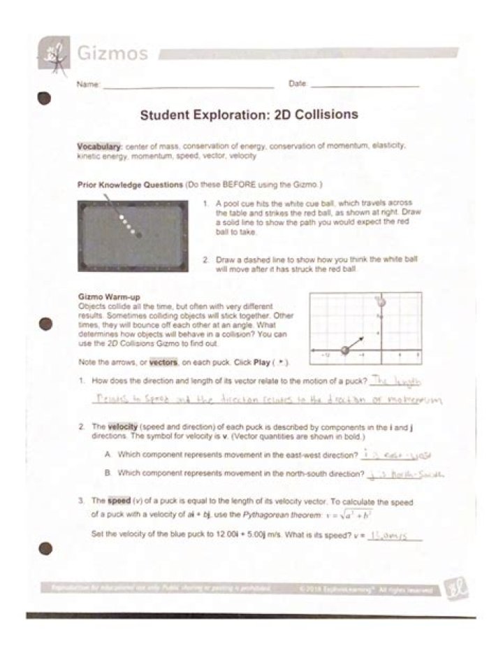 2D Collisions Gizmo Answer Key PDF – Solve & Learn