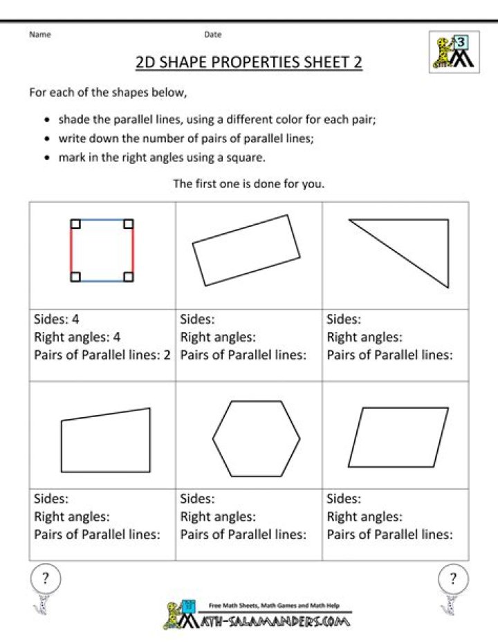 Free 2D Grade Geometry Worksheets PDF – Printable Math Practice