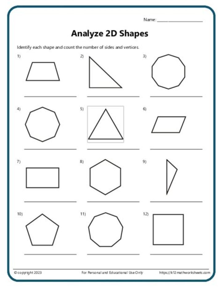 Free 2D Grade Math Worksheet PDF for Students