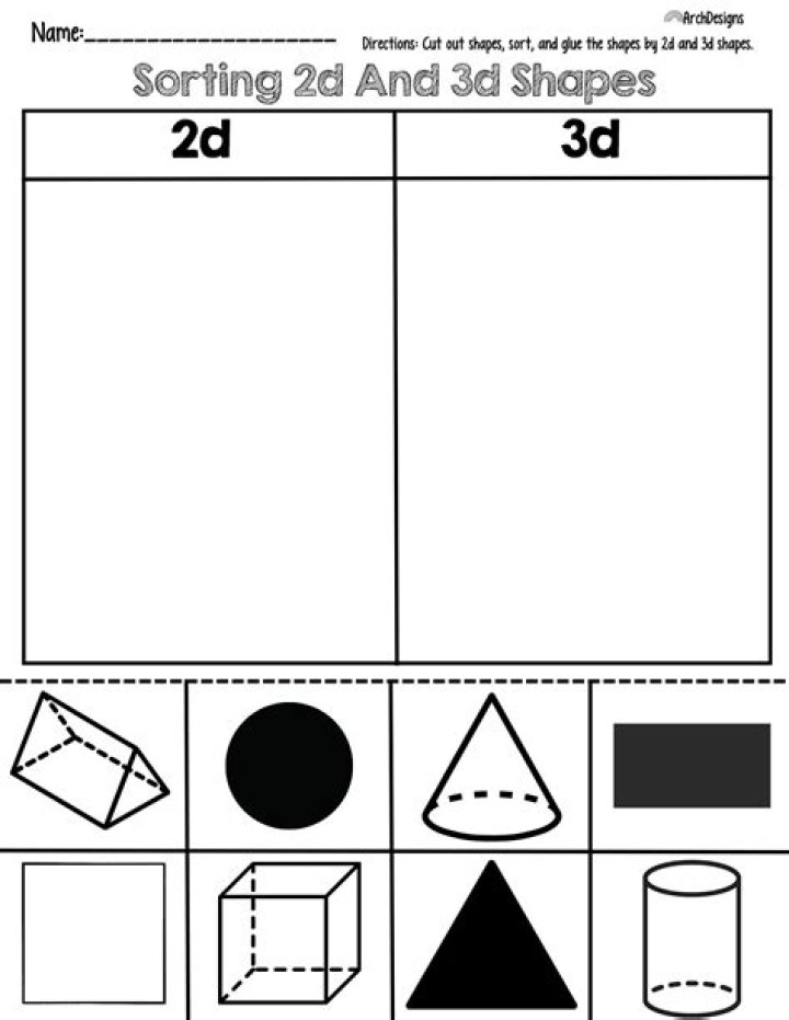 Free 2D Shapes and 3D Shapes Worksheets PDF for Kids
