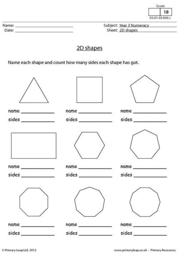Free 2D Shapes Worksheets for Grade 3 PDF – Instant Download