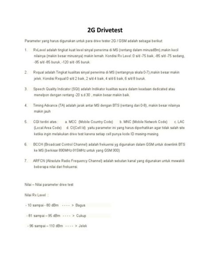 Essential 2G Drive Test Parameters PDF: Complete Guide