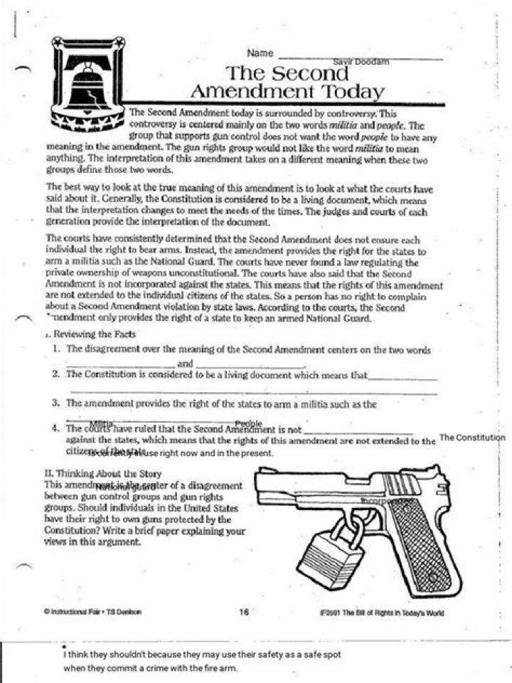 Free 2nd Amendment Worksheet PDF: Legal Rights Checklist