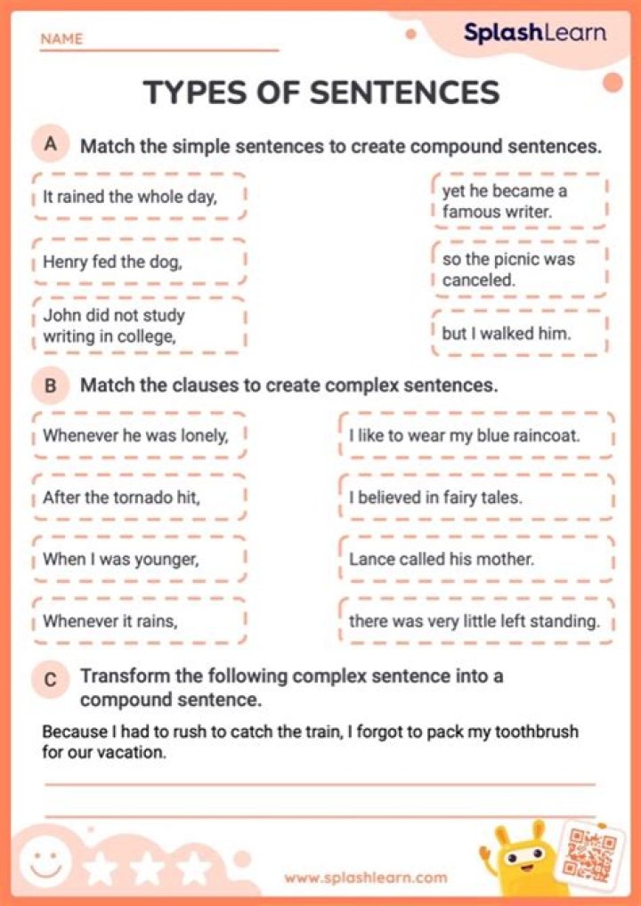 2nd Grade 4 Types of Sentences Worksheets PDF – Instant Download