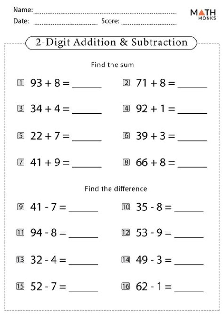 Free 2nd Grade Addition and Subtraction Worksheets PDF – Instant Download