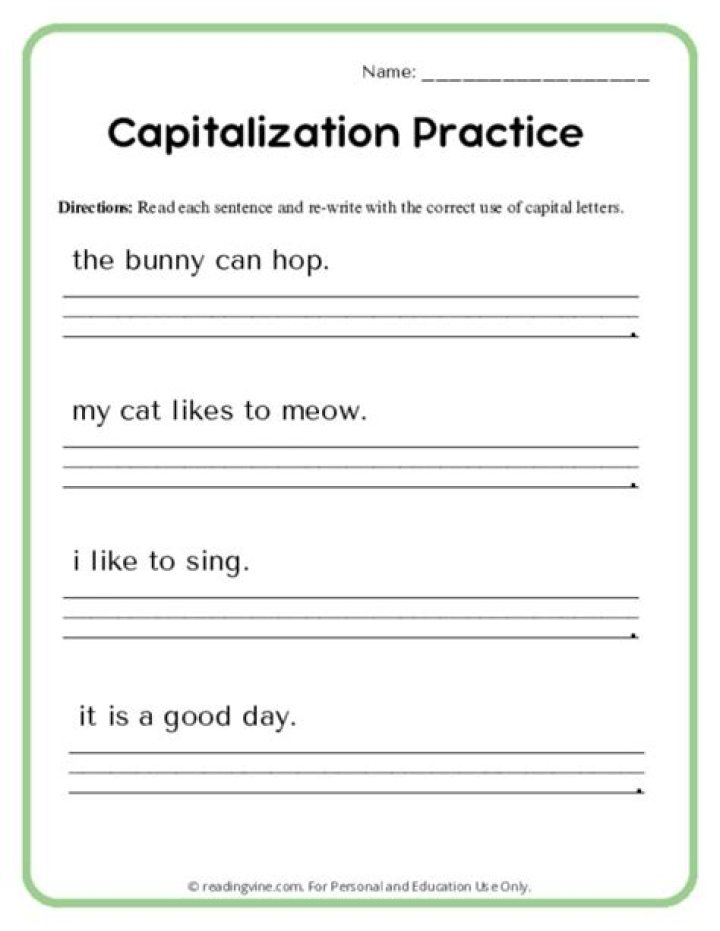 Free 2nd Grade Capitalization Worksheets PDF for Home & Classroom Use