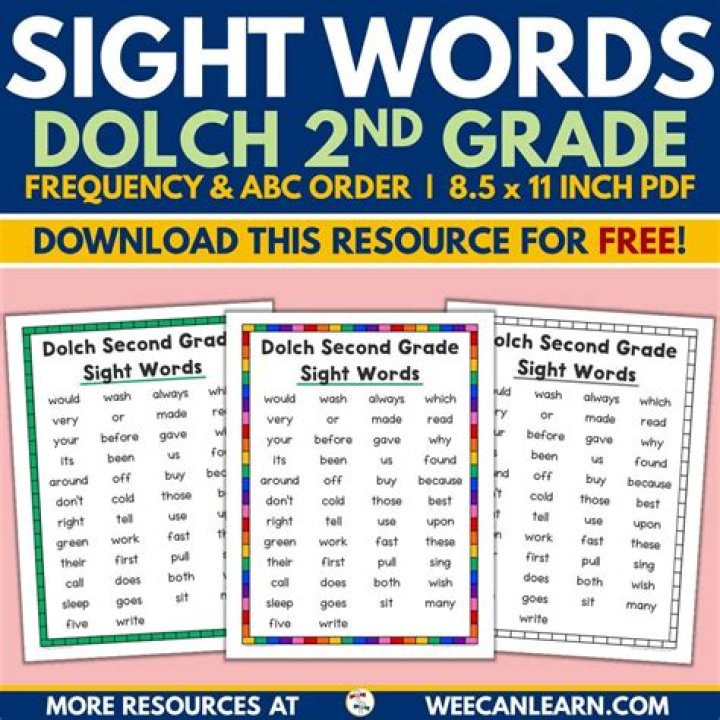 2nd Grade Dolch Sight Word List PDF – Free Printable