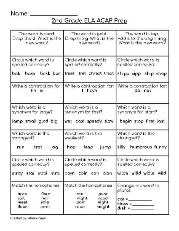 Free 2nd Grade ELA Test PDF for Classroom Use