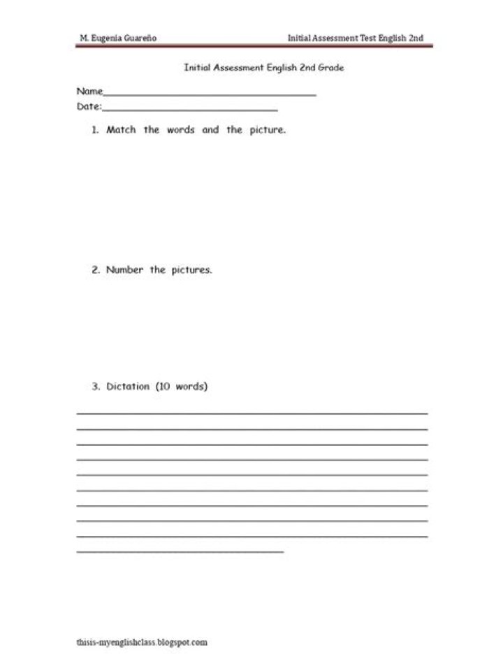 Free 2nd Grade English Assessment Test PDF – Instant Download