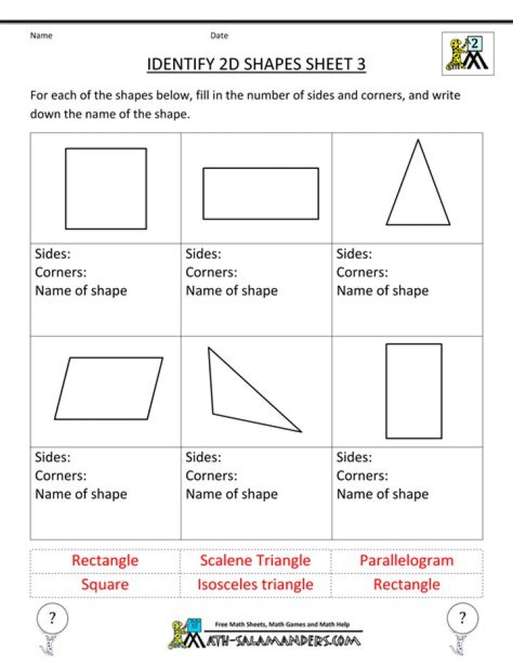 2nd Grade Geometry Worksheets PDF: Printable Math Practice for Kids