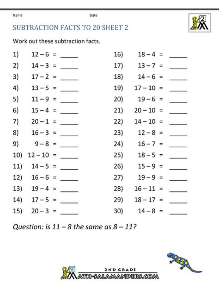 Free 2nd Grade Math Facts Worksheets PDF for Easy Practice