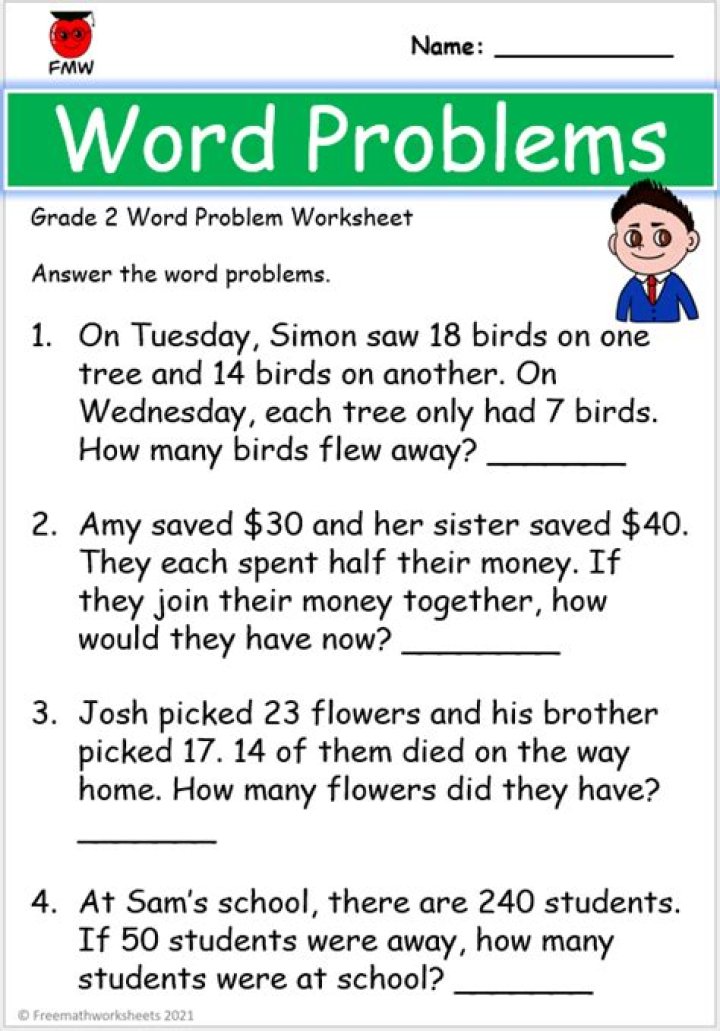 2nd Grade Math Problems Worksheets PDF – Free Printable Worksheets