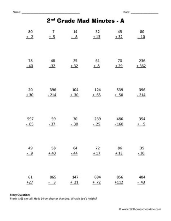 Free 2nd Grade Math Worksheets Printable PDF for Instant Download