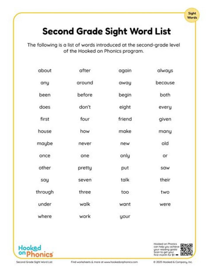Free 2nd Grade Sight Words Worksheets PDF for Instant Download